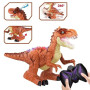 Dinozaur interactiv teleghidat cu iluminare, sunet, aburi și rotație 360°, 2 culori
