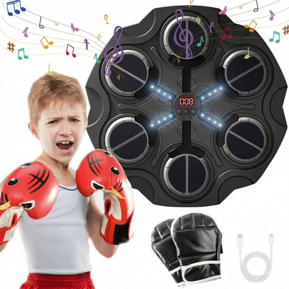 Țintă electronică de box cu muzică, iluminare, mănuși și numărare puncte