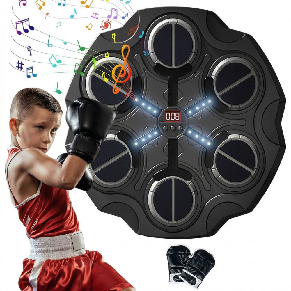 Țintă electronică de box cu muzică, iluminare, mănuși și numărare puncte