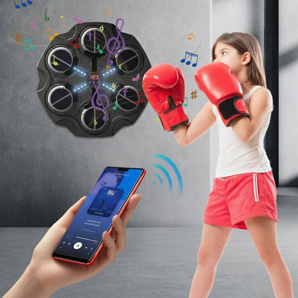 Țintă electronică de box cu muzică, iluminare, mănuși și numărare puncte