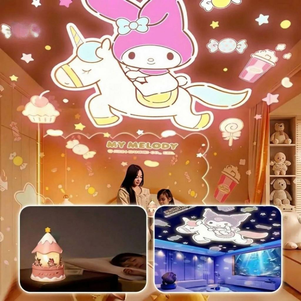 Светильник-проектор в стиле Курами USB подключением с вращением на 360°