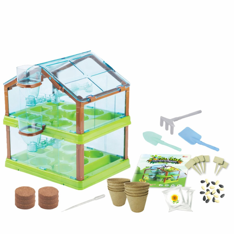 Set de grădinar Experimente Botanice cu seră, semințe și sol