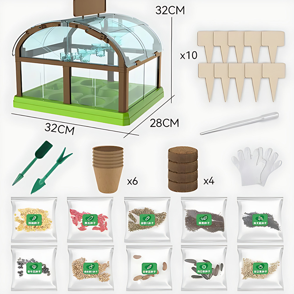 Набор юного садовода с семенами и домашней мини-теплицей
