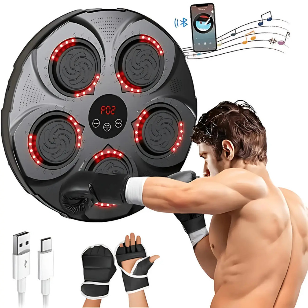 Интерактивная настенная боксёрская груша с перчатками и музыкой