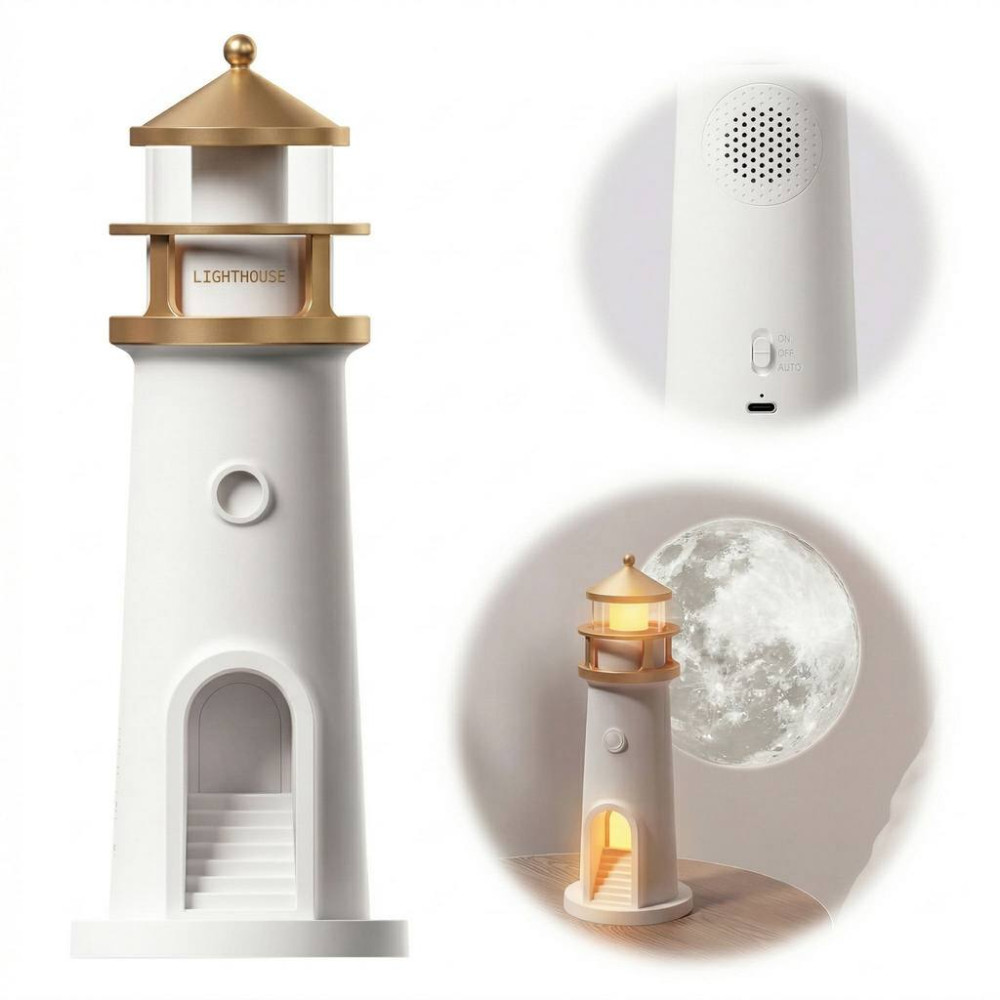 Лампа-маяк с проекцией луны и музыкой