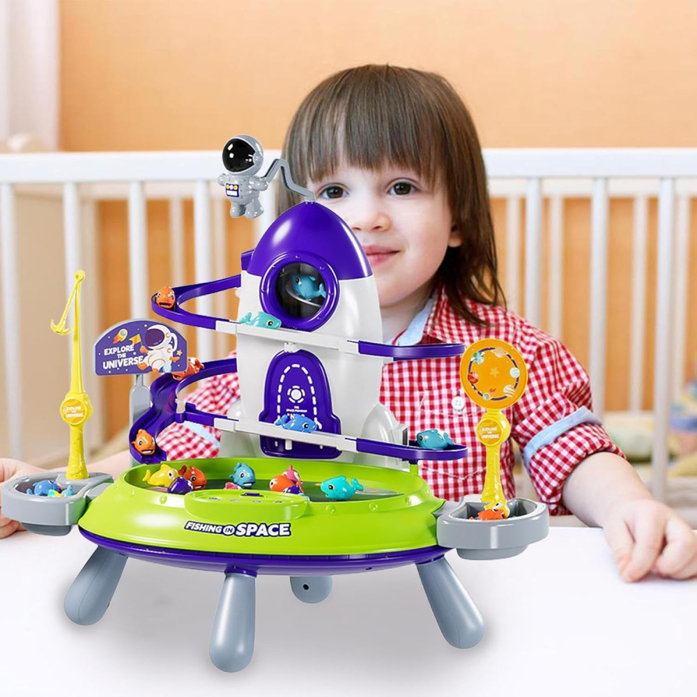 Pescuit magnetic pentru copii cu pești, apă, lumini și muzică