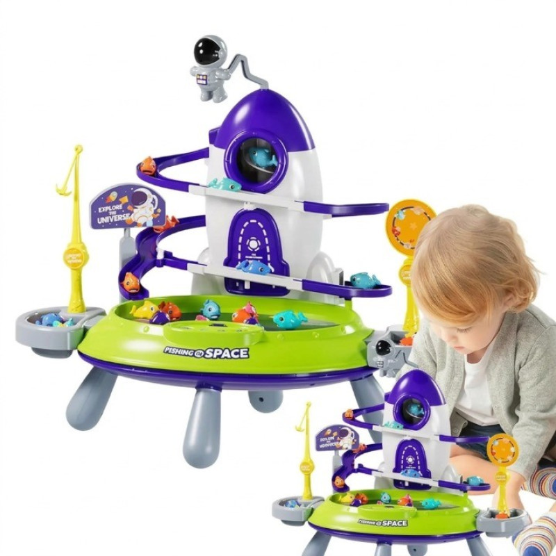 Pescuit magnetic pentru copii cu pești, apă, lumini și muzică