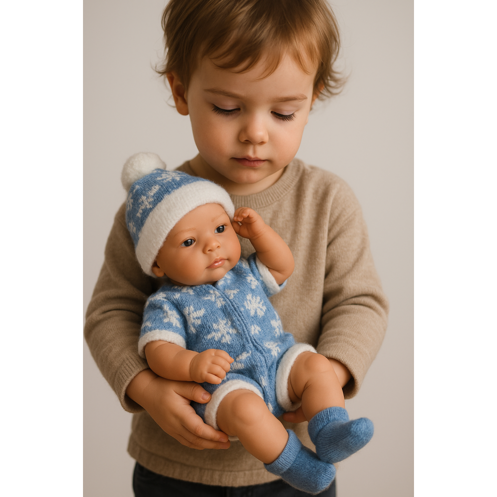 Пупс в трикотажном костюмчике, 34 см, мягкий