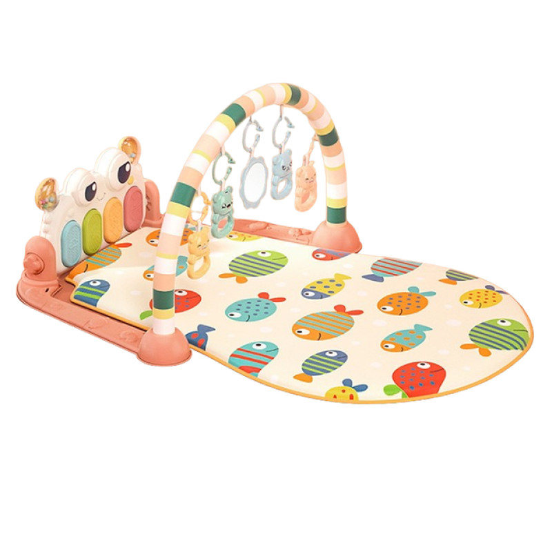 Развивающий коврик для малышей с музыкальной панелью и погремушками