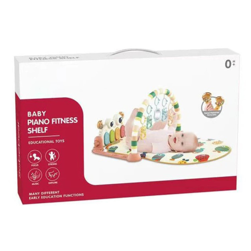 Развивающий коврик для малышей с музыкальной панелью и погремушками