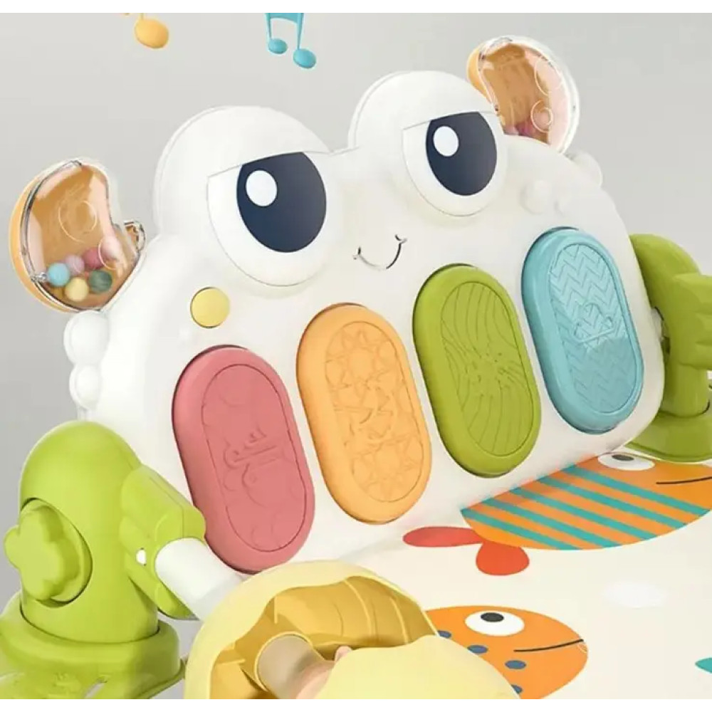 Развивающий коврик для малышей с музыкальной панелью и погремушками