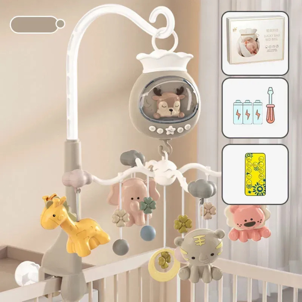 Карусель на кроватку с проектором, белым шумом и пультом.