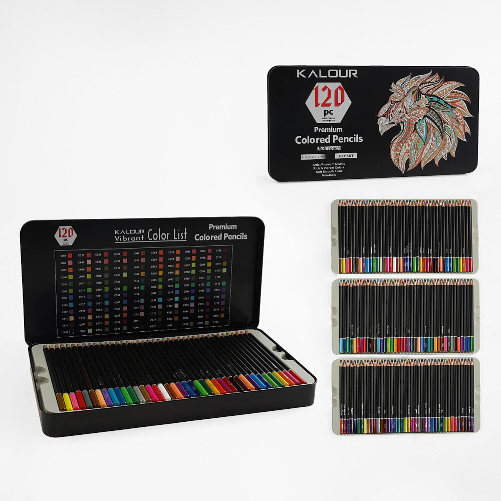 Набор цветных карандашей в металлическом кейсе, 120 цветов.