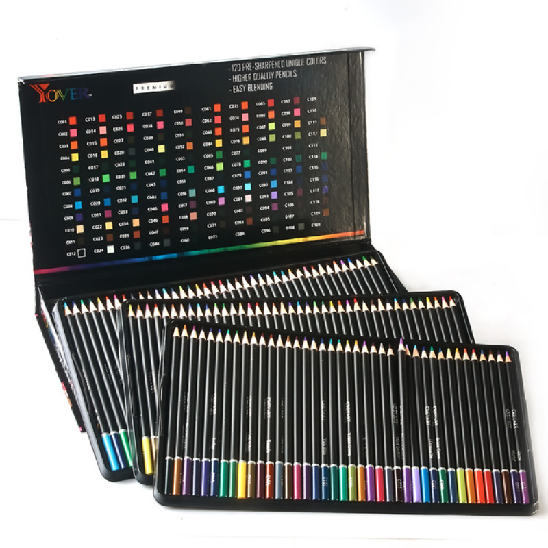 Набор цветных карандашей в металлическом кейсе, 120 цветов.