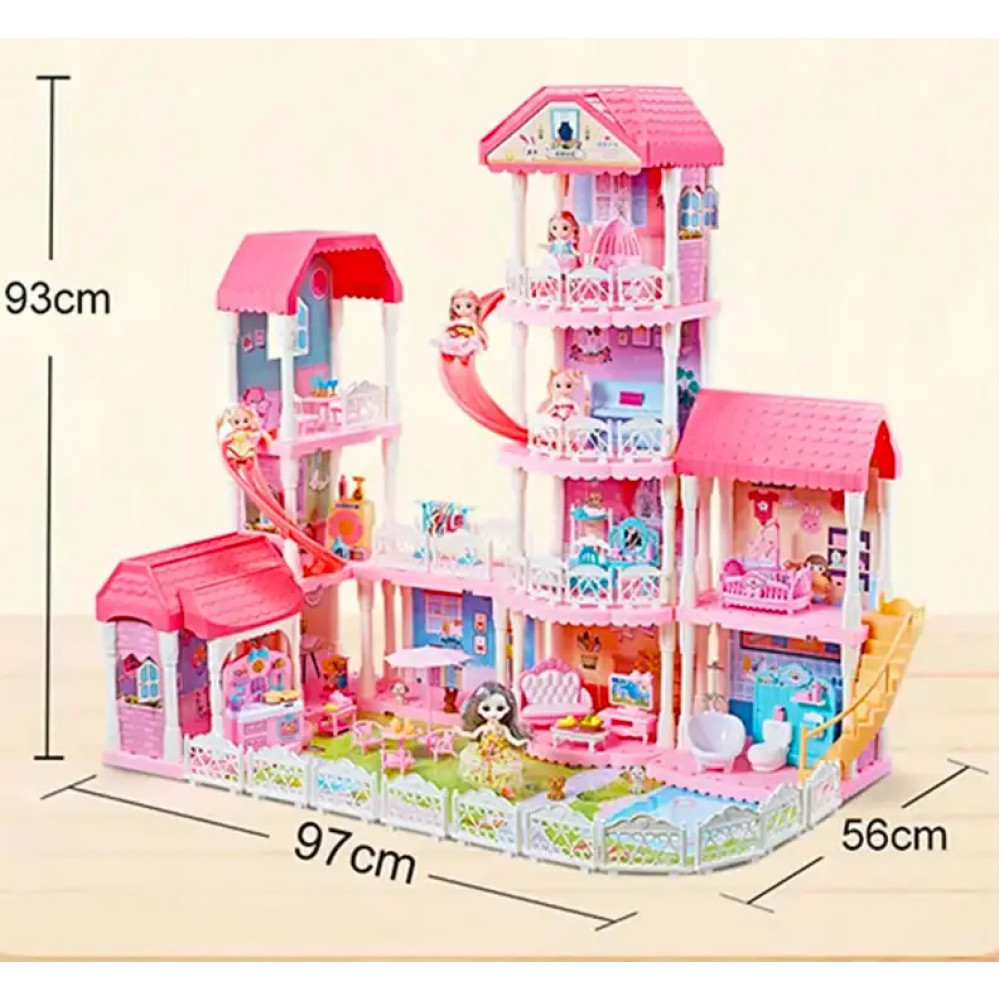 Кукольный домик-вилла с мебелью, аксессуарами и куклами