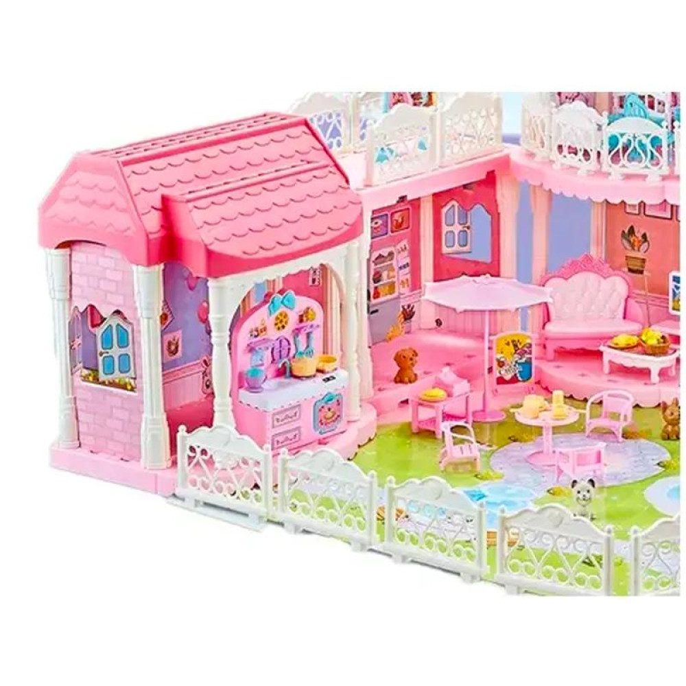 Кукольный домик-вилла с мебелью, аксессуарами и куклами