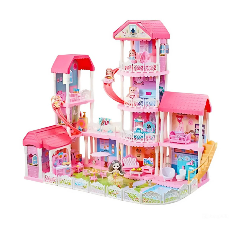 Кукольный домик-вилла с мебелью, аксессуарами и куклами