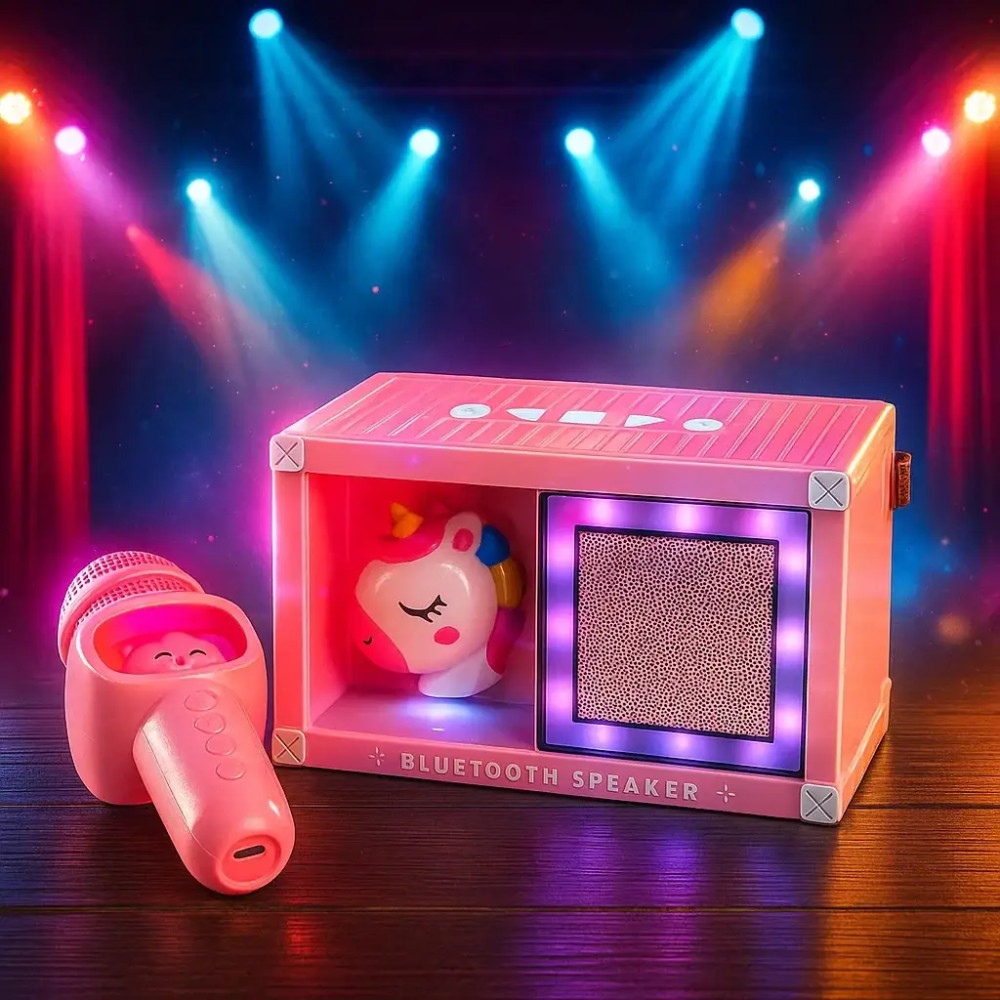 Детское караоке Bluetooth с микрофоном и подсветкой