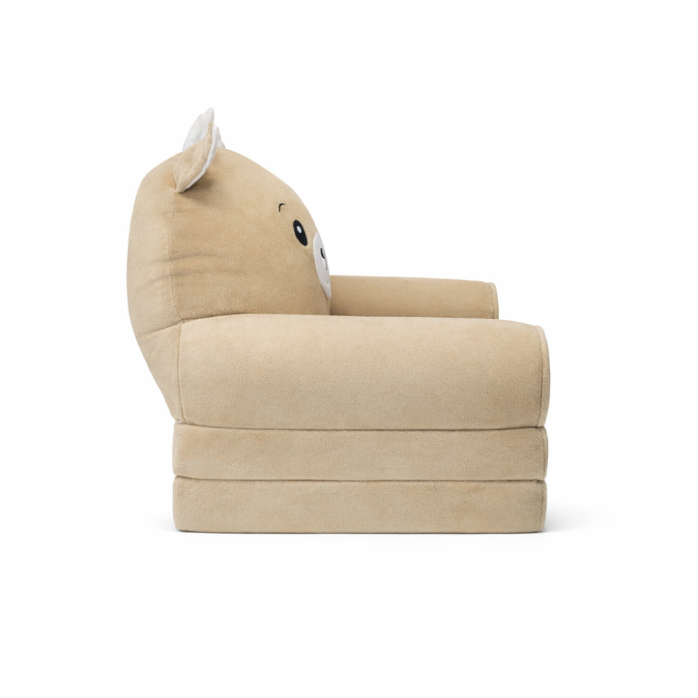 Детское мягкое плюшевое кресло-трансформер в виде бычка с раскладным местом для отдыха на два отделения