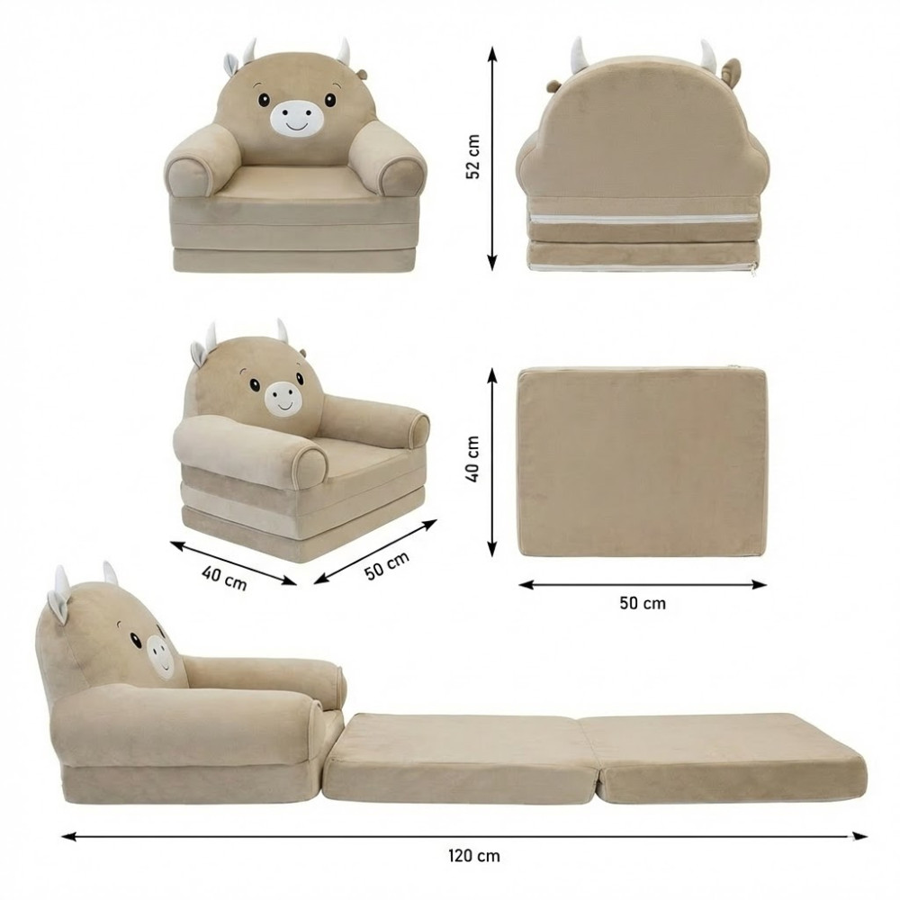 Fotoliu de pluș pentru copii în formă de Tăuraș