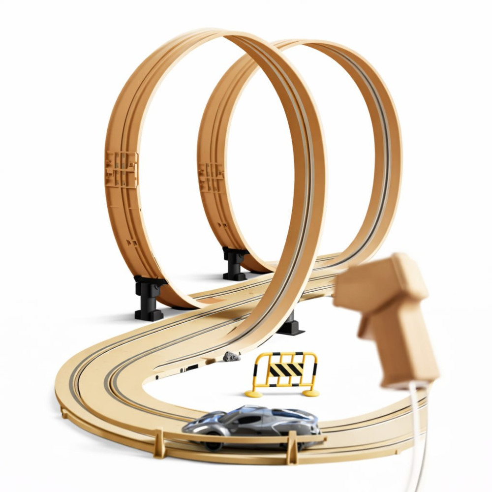 Pistă auto pentru copii cu bucle, mașinuțe și controlere