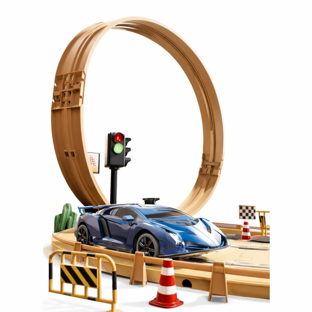 Pistă auto pentru copii cu bucle, mașinuțe și controlere