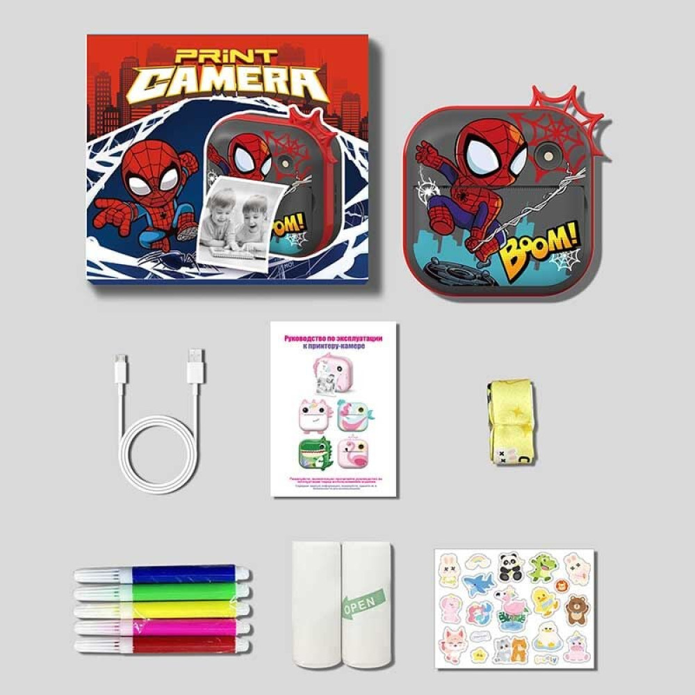 Детский фотоаппарат с моментальной печатью в стиле Человека Паука