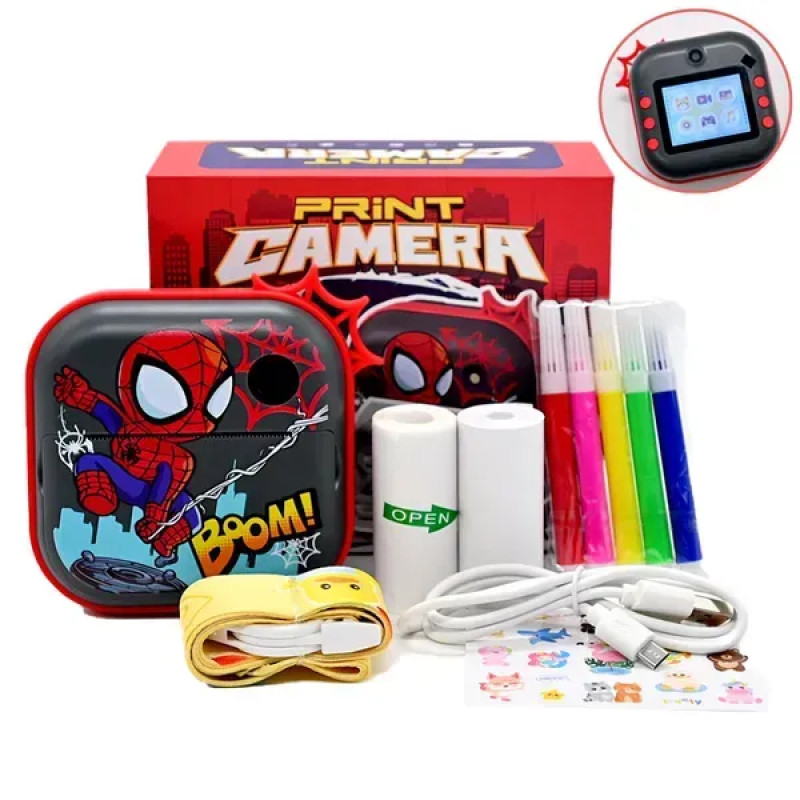 Детский фотоаппарат с моментальной печатью в стиле Человека Паука