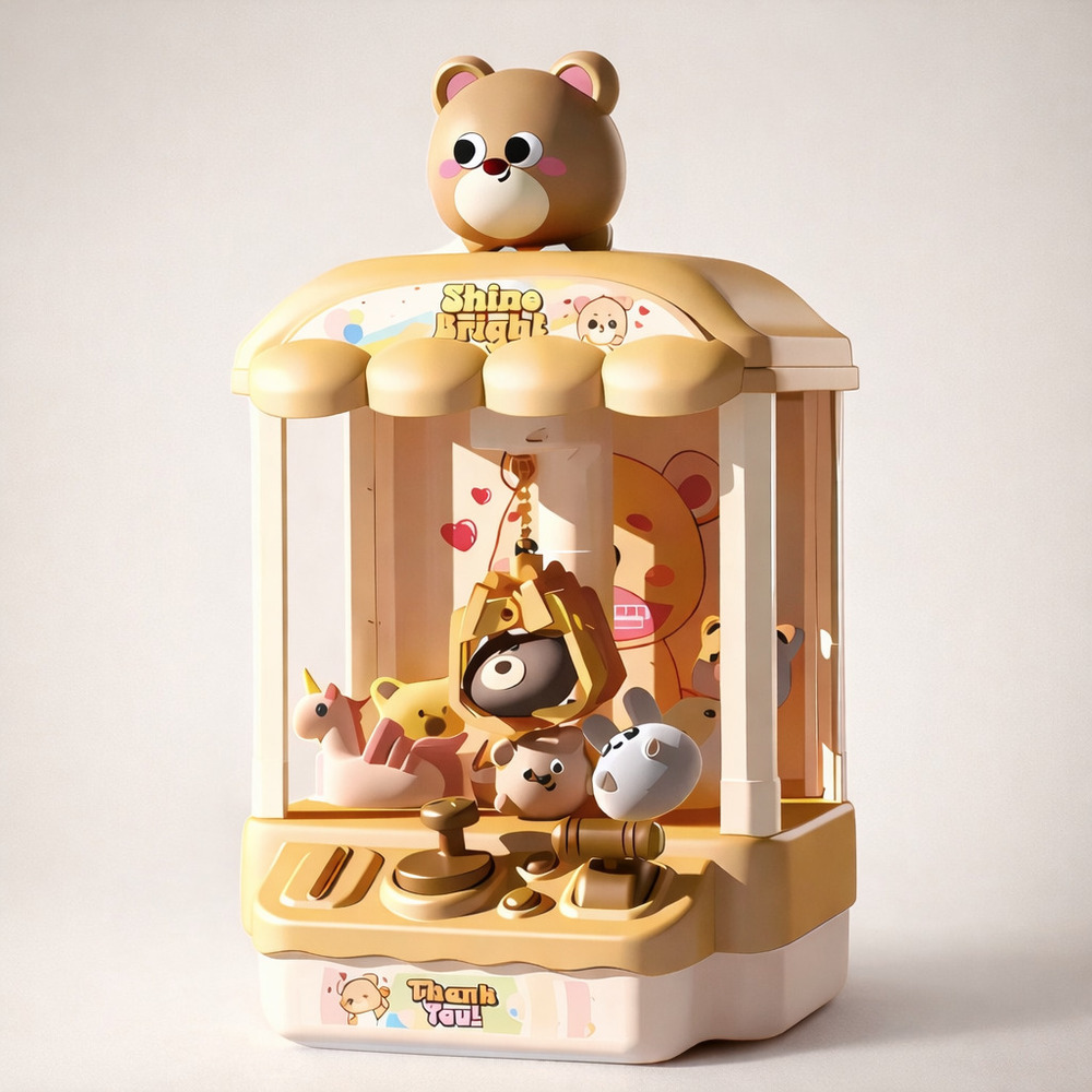 Игровой кран с клешней для ловли игрушек с музыкой и монетами