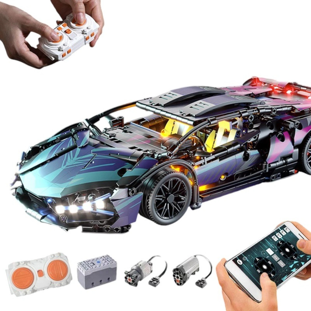 Конструктор Lamborghini Cyberpunk с дистанционным управлением и подсветкой, 1314 деталей