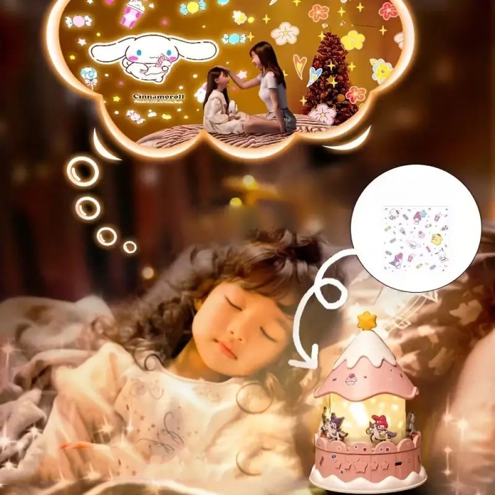 Светильник-проектор в стиле Курами USB подключением с вращением на 360°