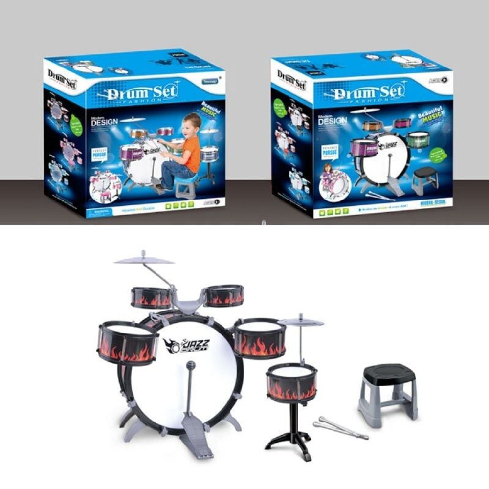 Детская барабанная установка с педалью и стульчиком