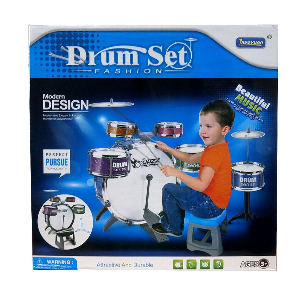 Детская барабанная установка с педалью и стульчиком