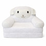 Fotoliu de pluș șezlong în formă de mieluț cu loc de dormit pliabil pe două secțiuni