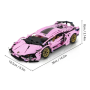 Конструктор Lamborghini Pink с дистанционным управлением и подсветкой, 1314 деталей