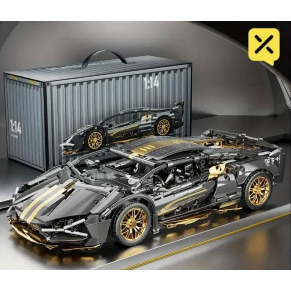 Конструктор Lamborghini Black с дистанционным управлением и подсветкой, 1314 деталей