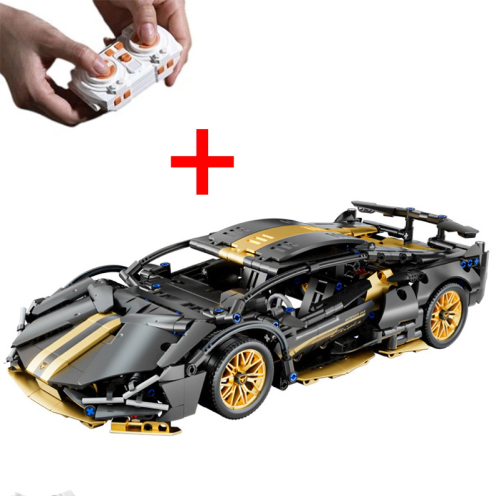 Конструктор Lamborghini Black с дистанционным управлением и подсветкой, 1314 деталей