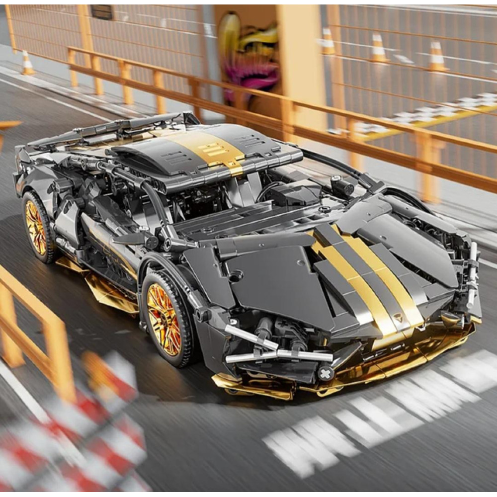 Конструктор Lamborghini Black с дистанционным управлением и подсветкой, 1314 деталей