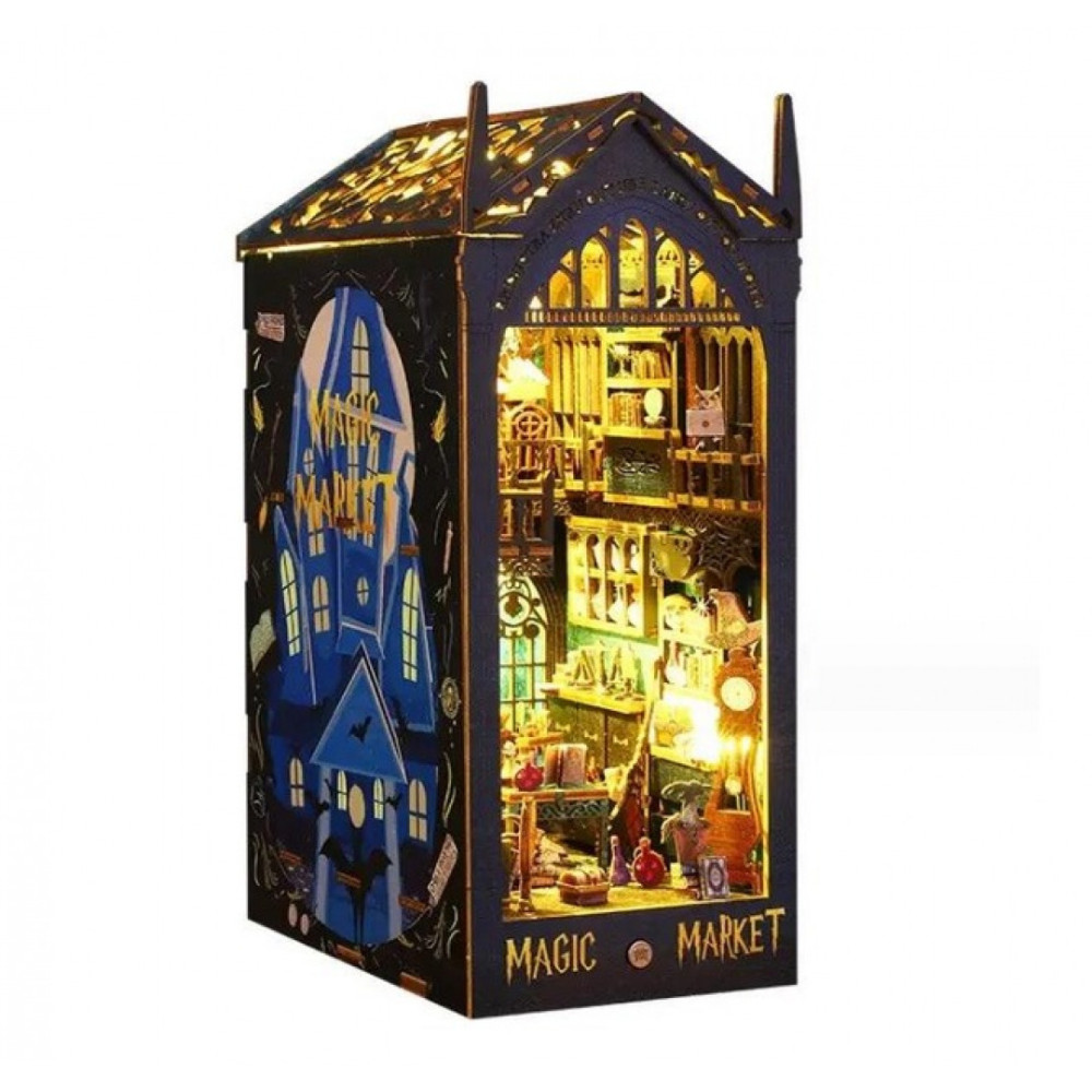 Румбокс конструктор "Магический рынок" миниатюрный игрушечный магазин с LED-подсветкой