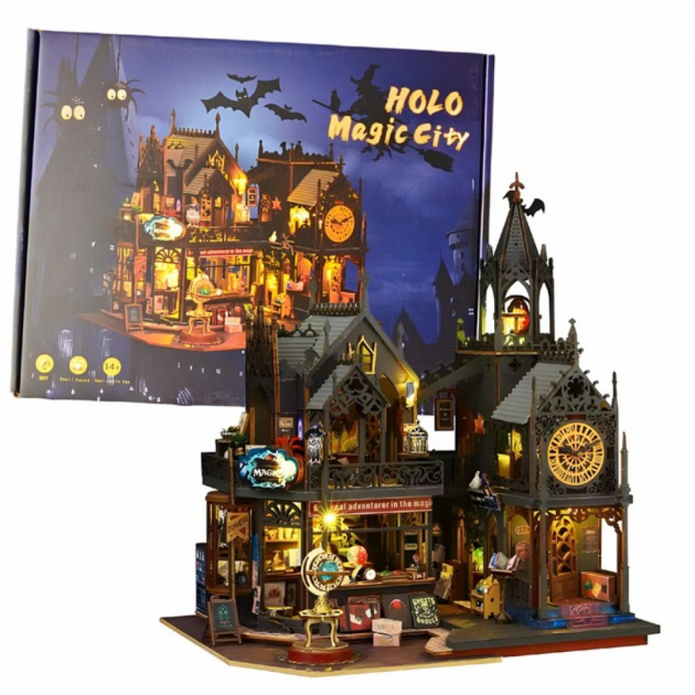 Румбокс "Волшебный город" портативный набор для конструирования с подсветкой