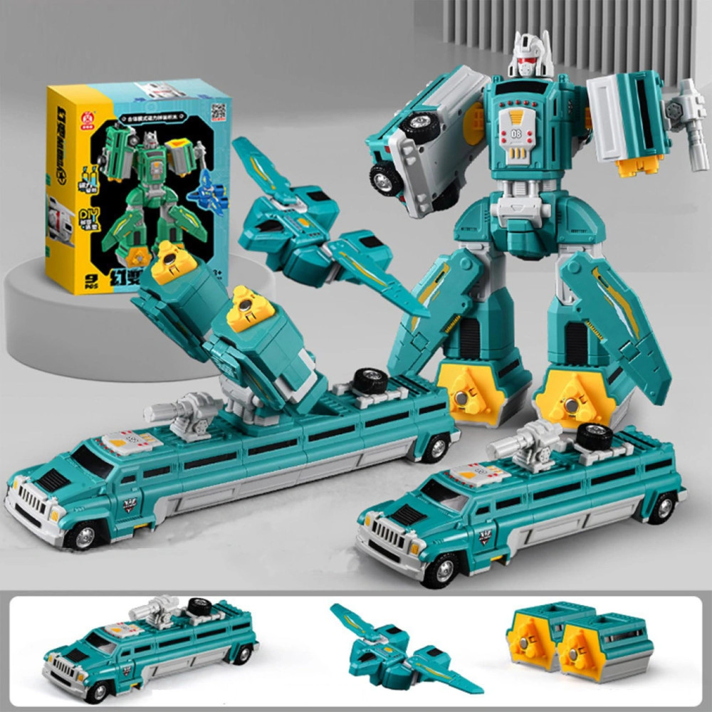 Голубой магнитный конструтор-робот 3в1