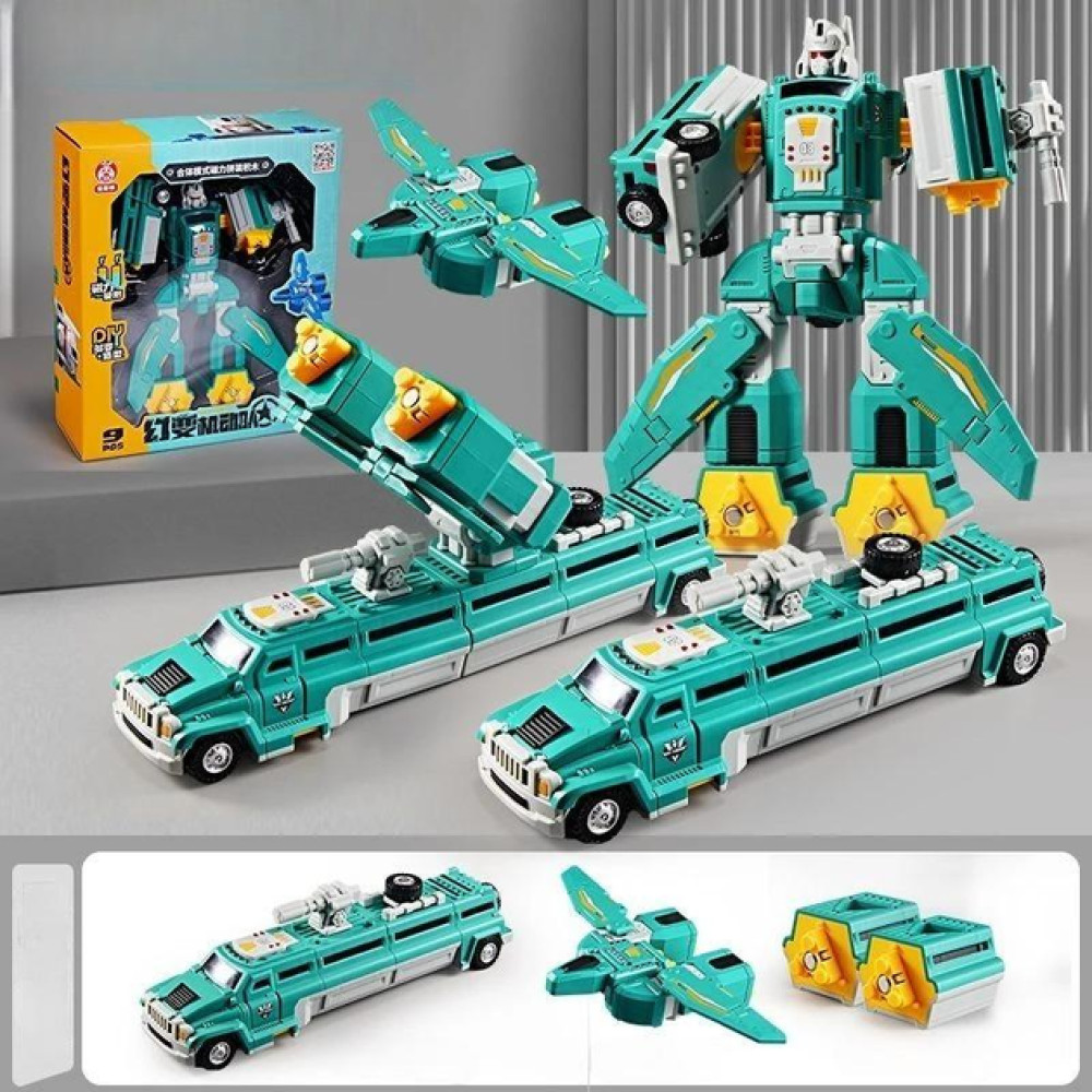 Голубой магнитный конструтор-робот 3в1