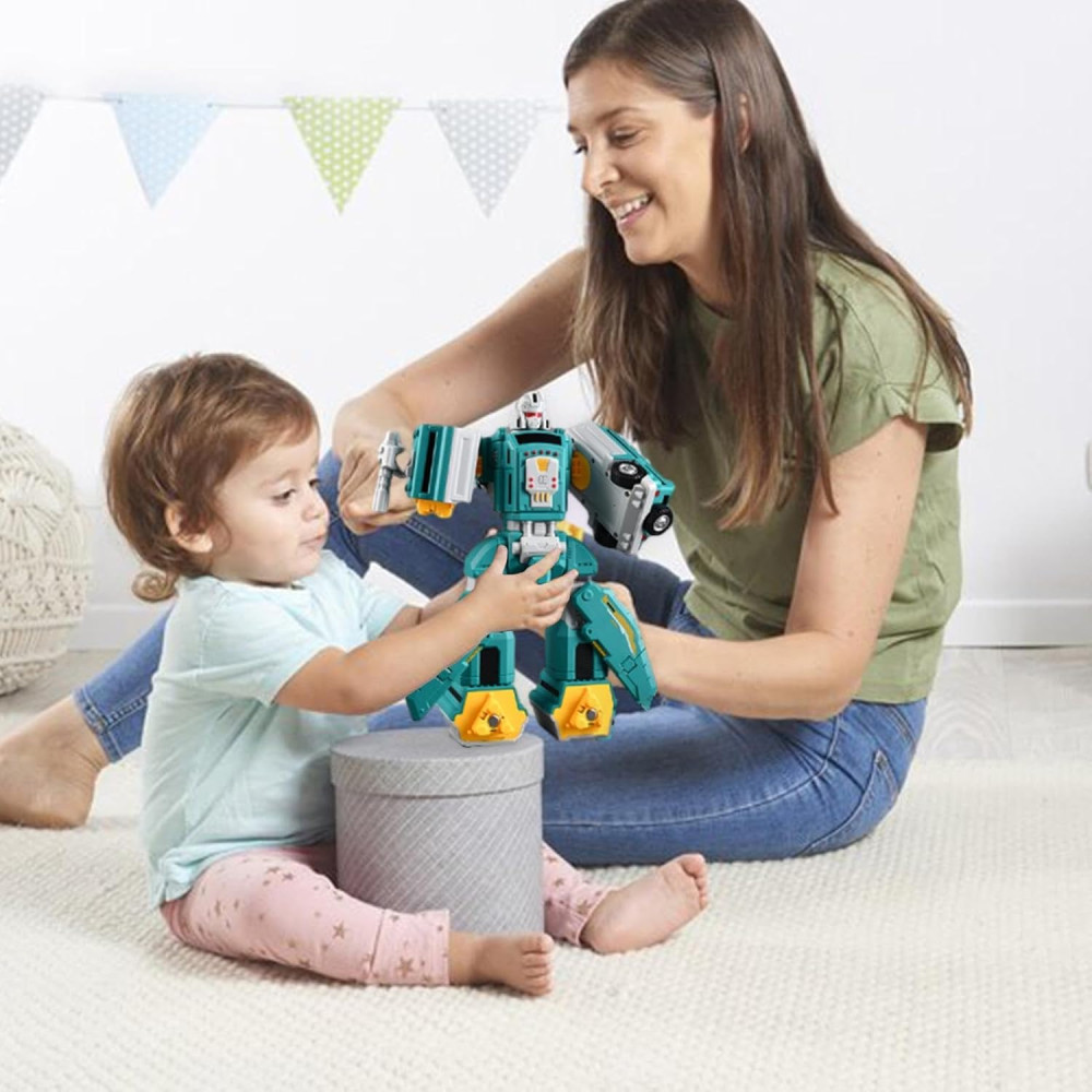 Голубой магнитный конструтор-робот 3в1