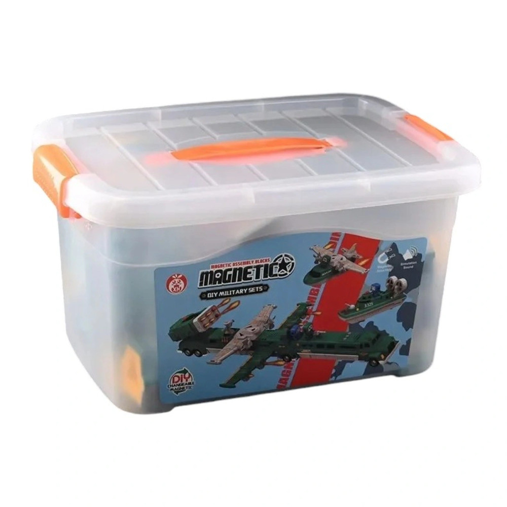 Синий магнитный робот, в контейнере, 39 деталей