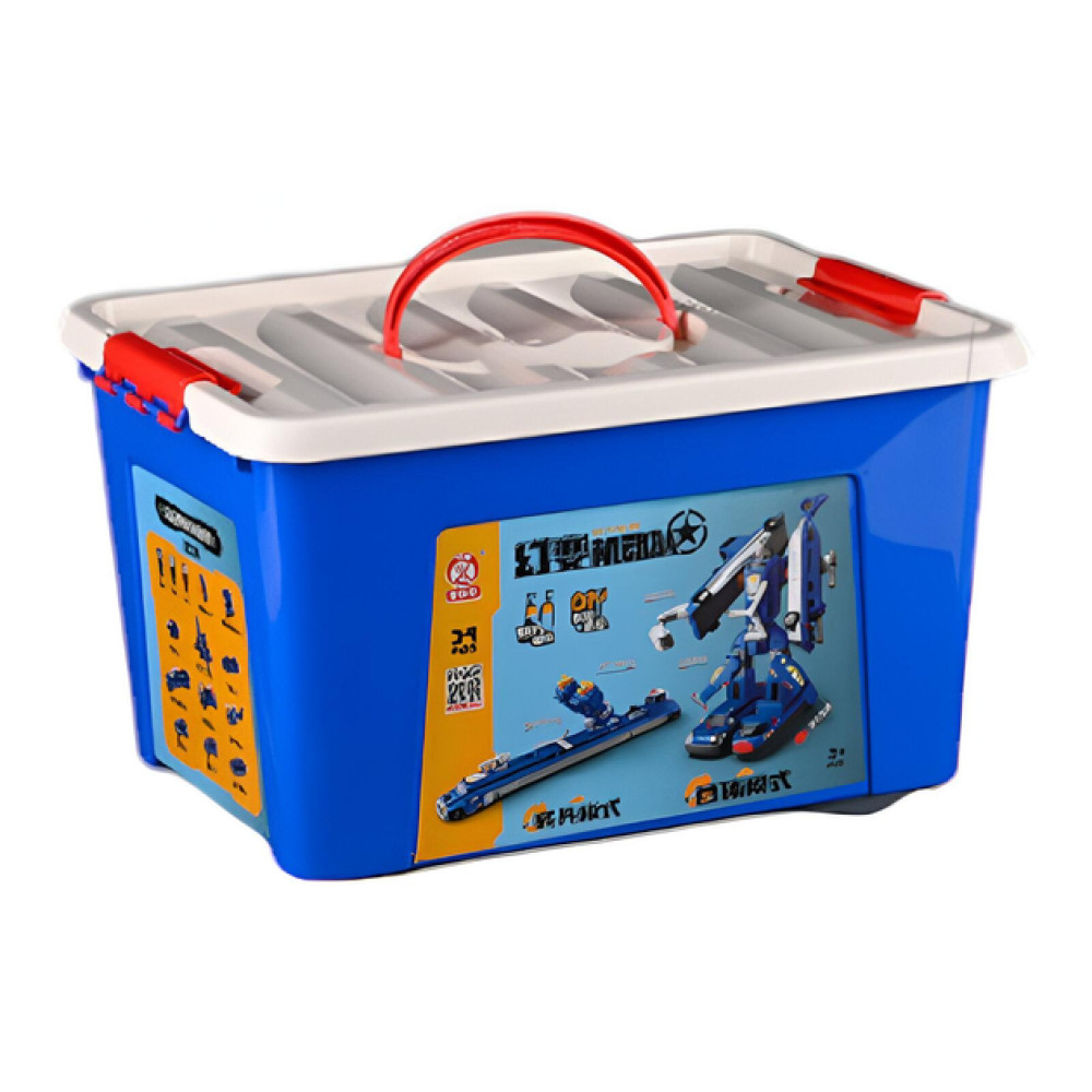 Синий магнитный робот 6в1, в контейнере для хранения