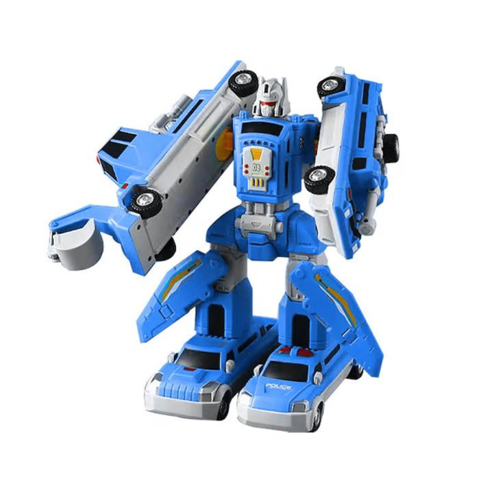 Синий магнитный робот 6в1, в контейнере для хранения