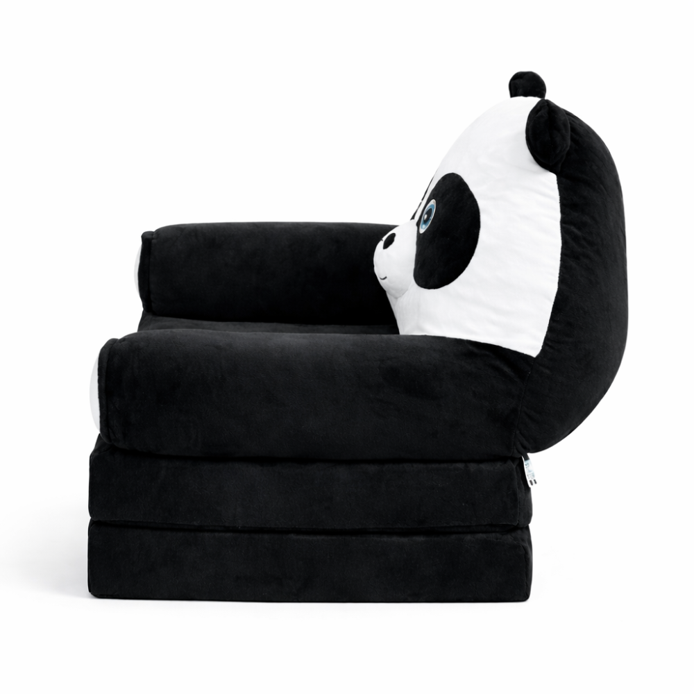 Детское мягкое кресло-трансформер в виде панды с раскладным спальным местом на 2 секции