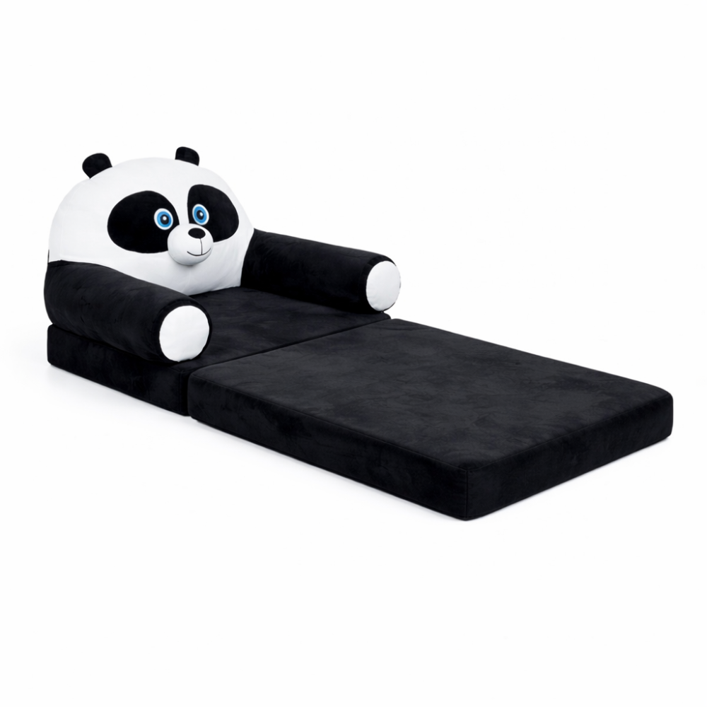 Детское мягкое кресло-трансформер в виде панды с раскладным спальным местом на 2 секции