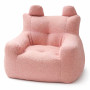 Безопасное плюшевое кресло с ушками и карманом для детей, розовое