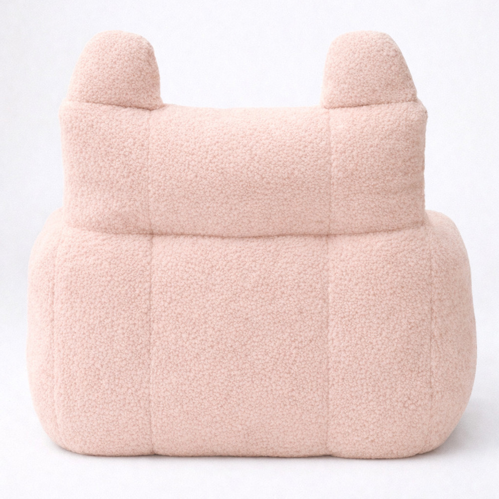 Безопасное плюшевое кресло с ушками и карманом для детей, розовое